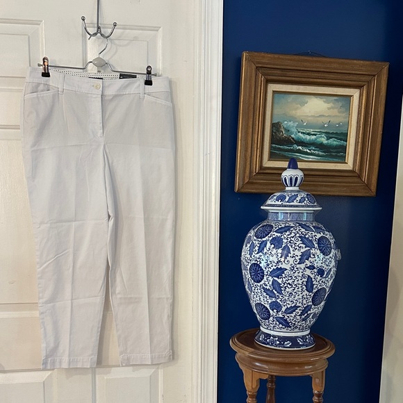 NWT Women’s Talbots White Slim Leg Perfect Crop Pants Size 10 - Picture 2 of 10